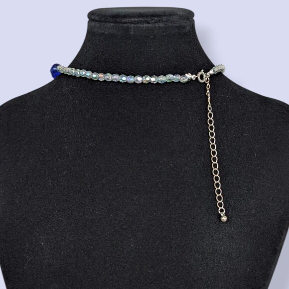 V. Blue Glass Beaded Necklace - Picture 4 of 5